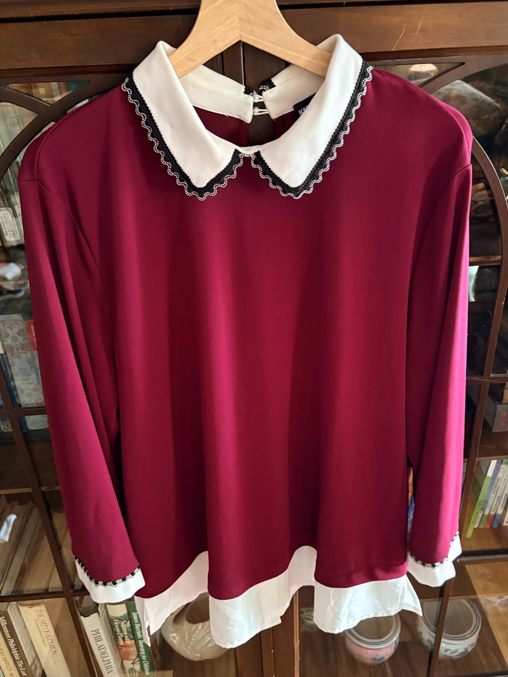 karl lagerfield Paris burgundy layered long sleeve top